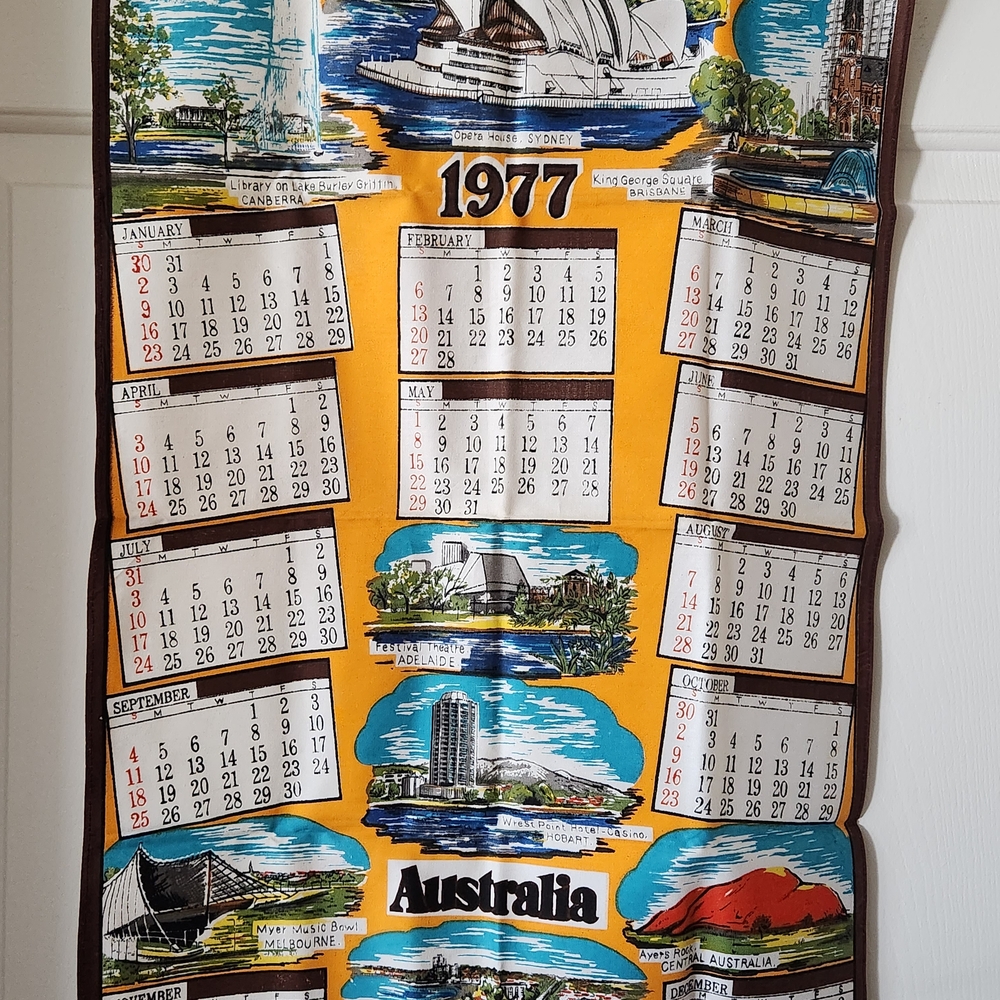 Vintage 1977 Australia Calendar Tapestry